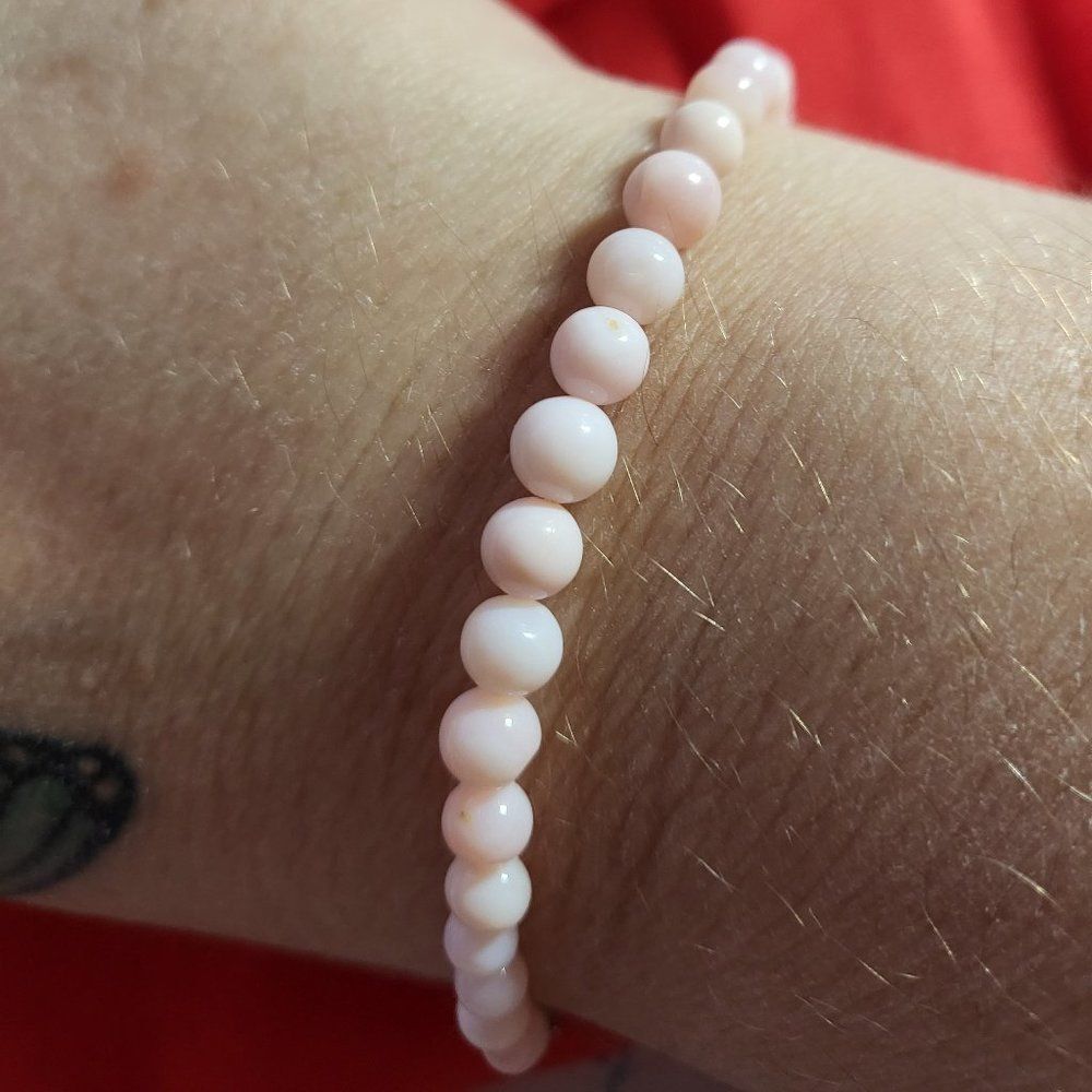 Enhanced Pink Opal Beaded Sterling Silver Bolo Bracelet